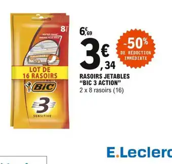 E.Leclerc Bic 3 Action Rasoirs Jetables offre