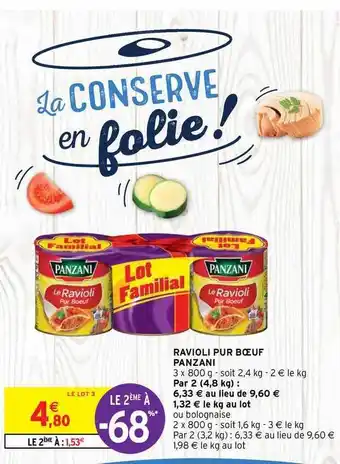 Intermarché Contact Ravioli Pur Bœuf Panzani offre