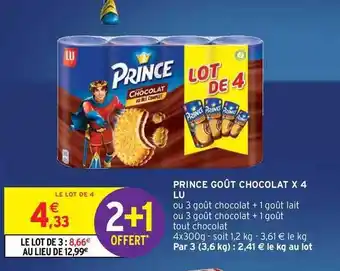 Intermarché Contact Prince Goût Chocolat X4 Lu offre
