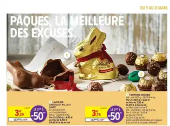 Intermarché Contact Lapin Or Chocolat Au Lait Lindt, Ferrero Rocher offre