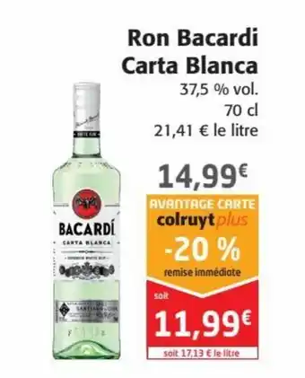 Colruyt Ron Bacardi Carta Blanca offre