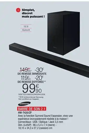 Extra Barre de son 2.1 samsung offre