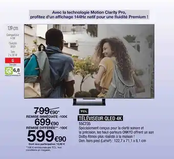 Proxi Confort Téléviseur qled 4k tcl offre