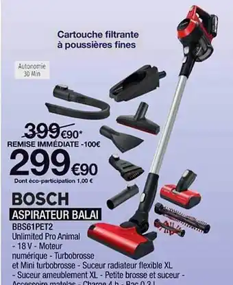 Proxi Confort Aspirateur balai bosch offre