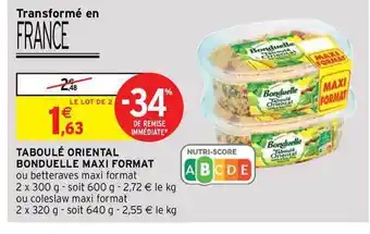 Intermarché Contact Taboulé Oriental Bonduelle Maxi Format offre
