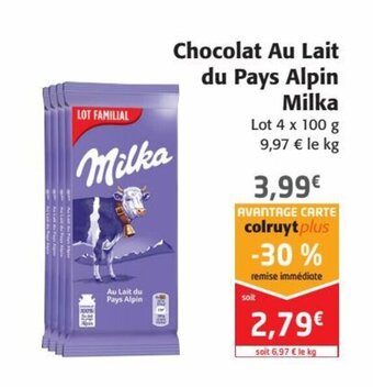 Colruyt Milka Chocolat Au Lait Du Pays Alpin offre