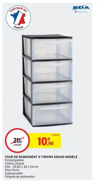 Intermarché Contact Tour De Rangement 4 Tiroirs Grand Modèle offre