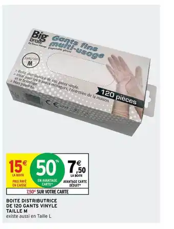 Intermarché Contact Boîte Distributrice De 120 Gants Vinyle Taille M offre