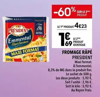 Supeco President Fromage Râpé offre