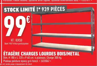 Brico Cash Étagère Charges Lourdes Bois/Metal offre