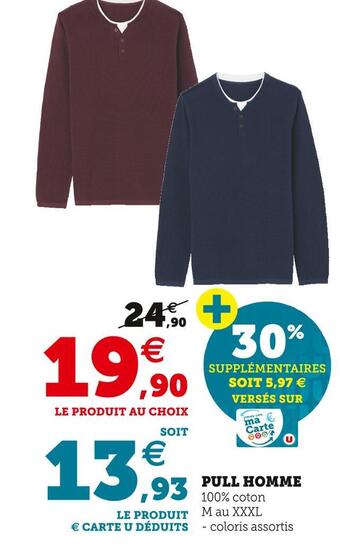Super U Pull homme offre