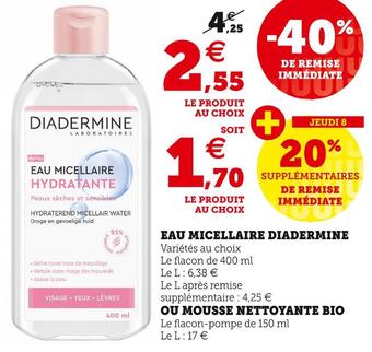 Hyper U Diadermine eau micellaire offre