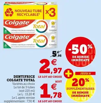 Hyper U Colgate total dentifrice offre