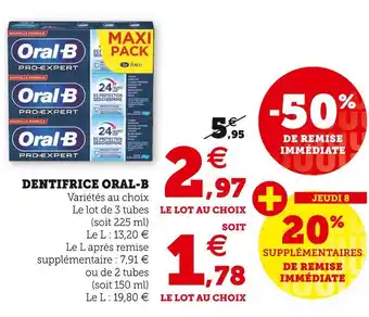 Hyper U Oral-b dentifrice offre