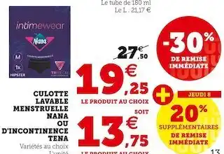 Tena culotte lavable menstruelle nana ou d'incontinence