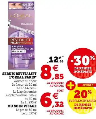 Hyper U L'oréal serum revitalift l'oreal paris* offre