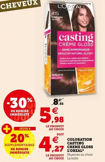 Hyper U L'oreal coloration casting creme gloss* offre