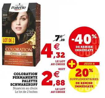 Hyper U Schwarzkopf coloration permanente palette offre