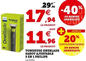 Hyper U Philips tondeuse oneblade sabot ajustable 5 en 1 offre