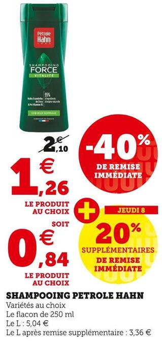 Hyper U Petrole hahn shampooing offre