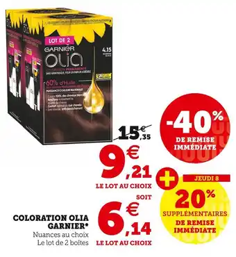 Hyper U Garnier coloration olia* offre