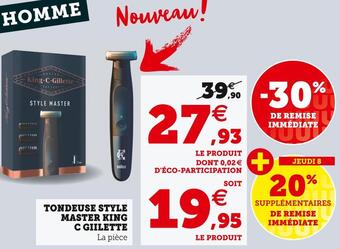 Hyper U Gillette tondeuse style master king c offre