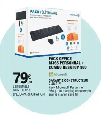 E.Leclerc Pack Office M365 Personnal Combo Desktop 900 offre