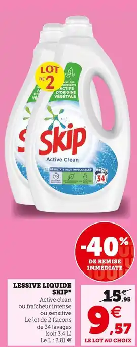Hyper U Skip lessive liquide* offre