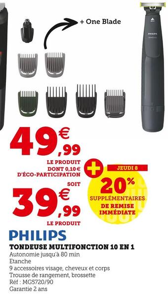 Hyper U Philips tondeuse multifonction 10 en 1 offre