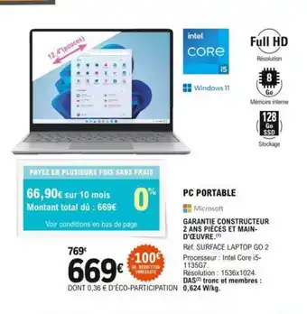 E.Leclerc Pc Portable offre