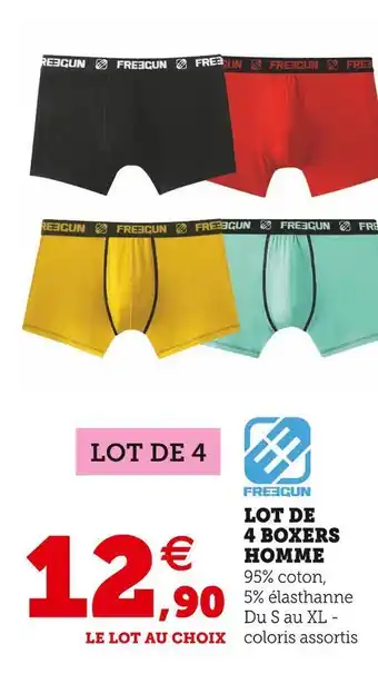 Hyper U Freegun lot de 4 boxers homme offre