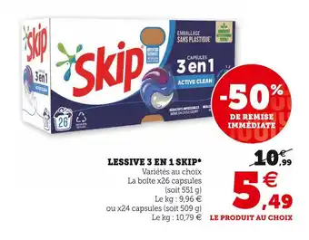 Hyper U Skip lessive 3 en 1* offre