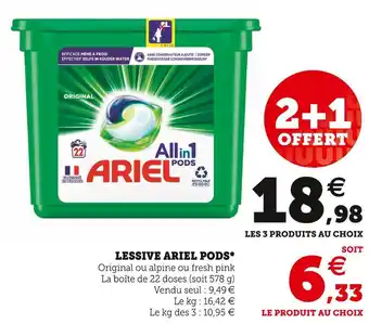 Hyper U Ariel lessive pods* offre