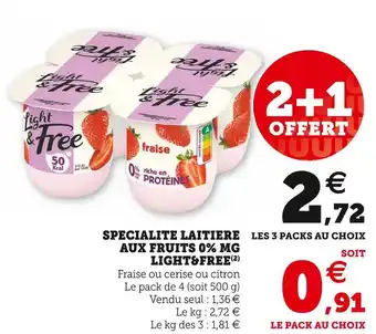 Hyper U Light&free specialite laitiere aux fruits 0% mg offre