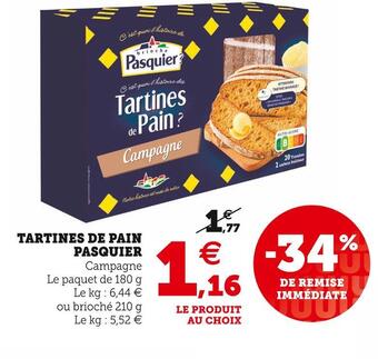 Hyper U Pasquier tartines de pain offre
