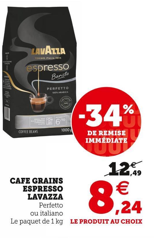 Promo Lavazza cafe grains espresso chez Hyper U