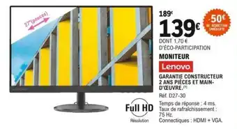 E.Leclerc Lenovo Moniteur offre