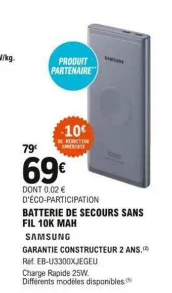 Batterie de Secours Sans Fil 10k Mah