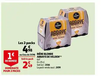 Auchan Bière Blonde Abbaye De Velden offre