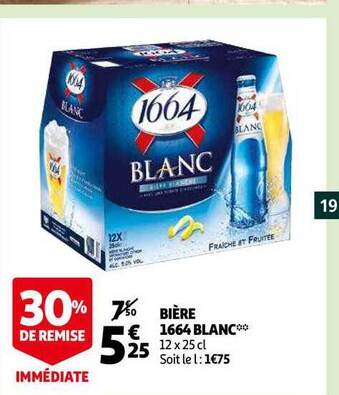 Auchan Bière 1664 Blanc offre