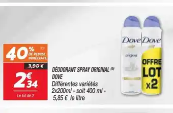 Netto Dove Déodorant Spray Original offre