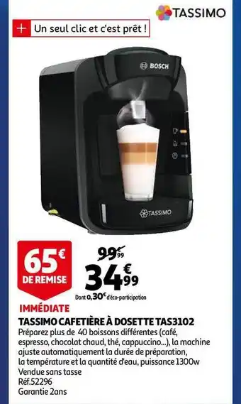 Auchan Tassimo Cafetière à Dosette offre