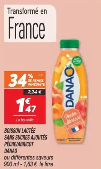 DANAO boisson lactĂ©e sans sucres ajoutĂ©s pĂȘche/abricot