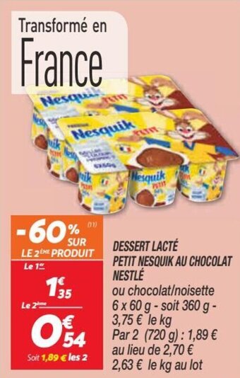 Netto Dessert lacté petit nesquik au chocolat nestlé offre
