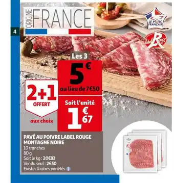 Auchan Pavé Au Poivre Label Rouge Montagne Noire offre