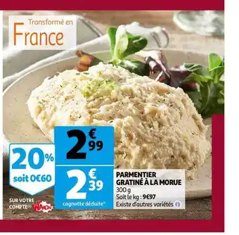 Auchan Parmentier Gratiné à La Morue offre