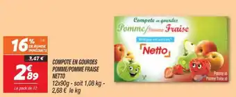 Netto NETTO compote en gourdes pomme/pomme fraise offre