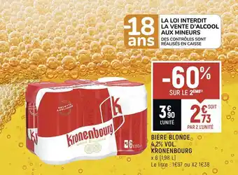 Spar Bière Blonde 4,2% Vol. Kronenbourg offre
