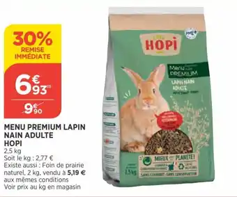 Bi1 HOPI menu premium lapin nain adulte offre