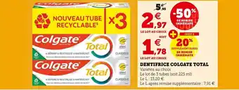 Super U COLGATE dentifrice colgate total offre